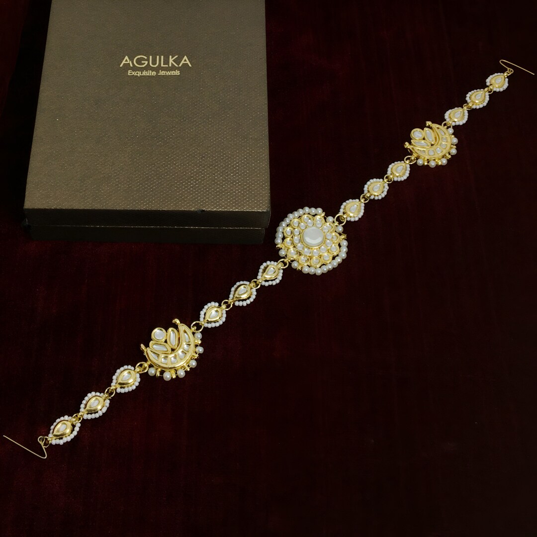 Matha Patti Kundan Headband Sheesh Phool Pearl Matha Patti Etsy
