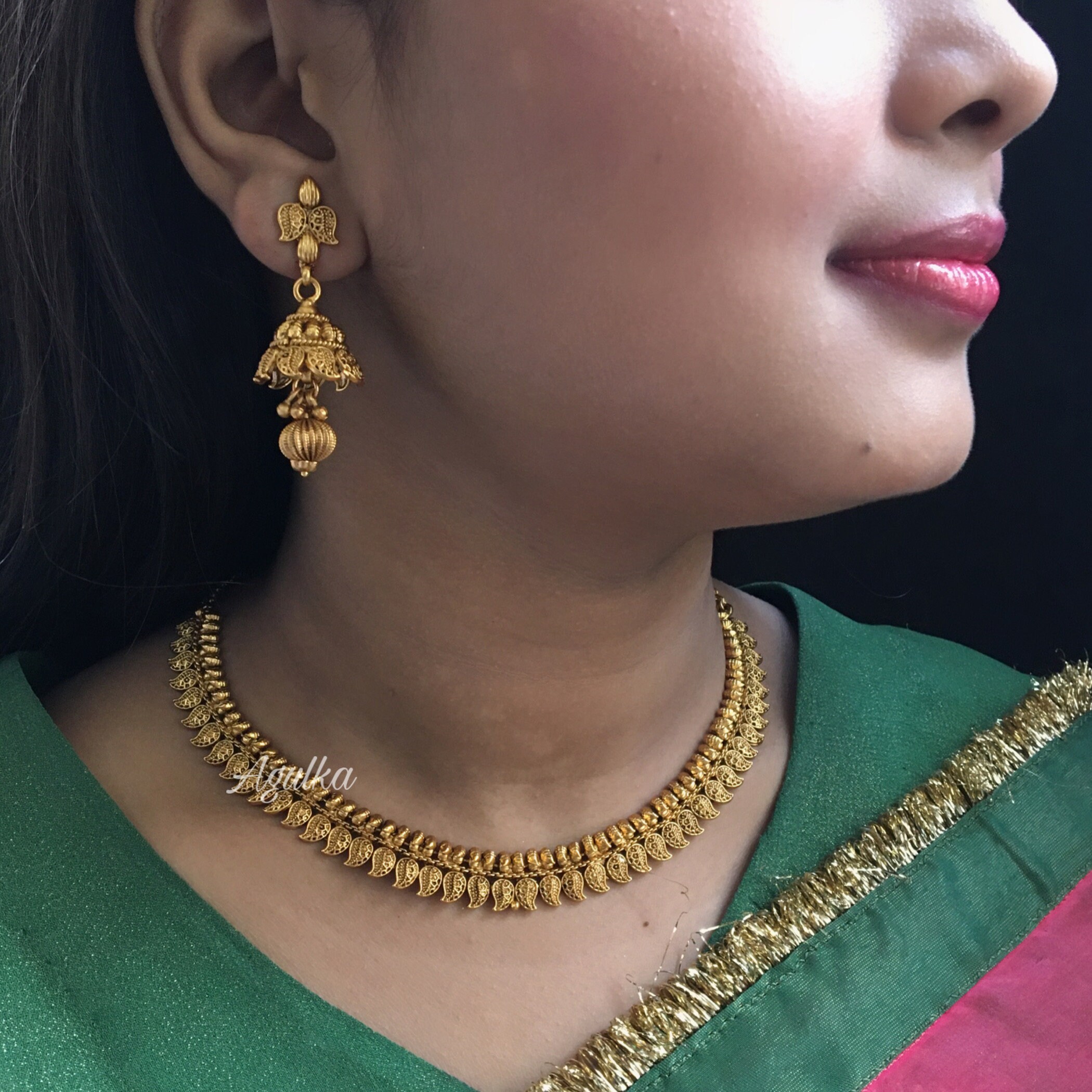 Antique Gold Plated Bridal Necklace Set 