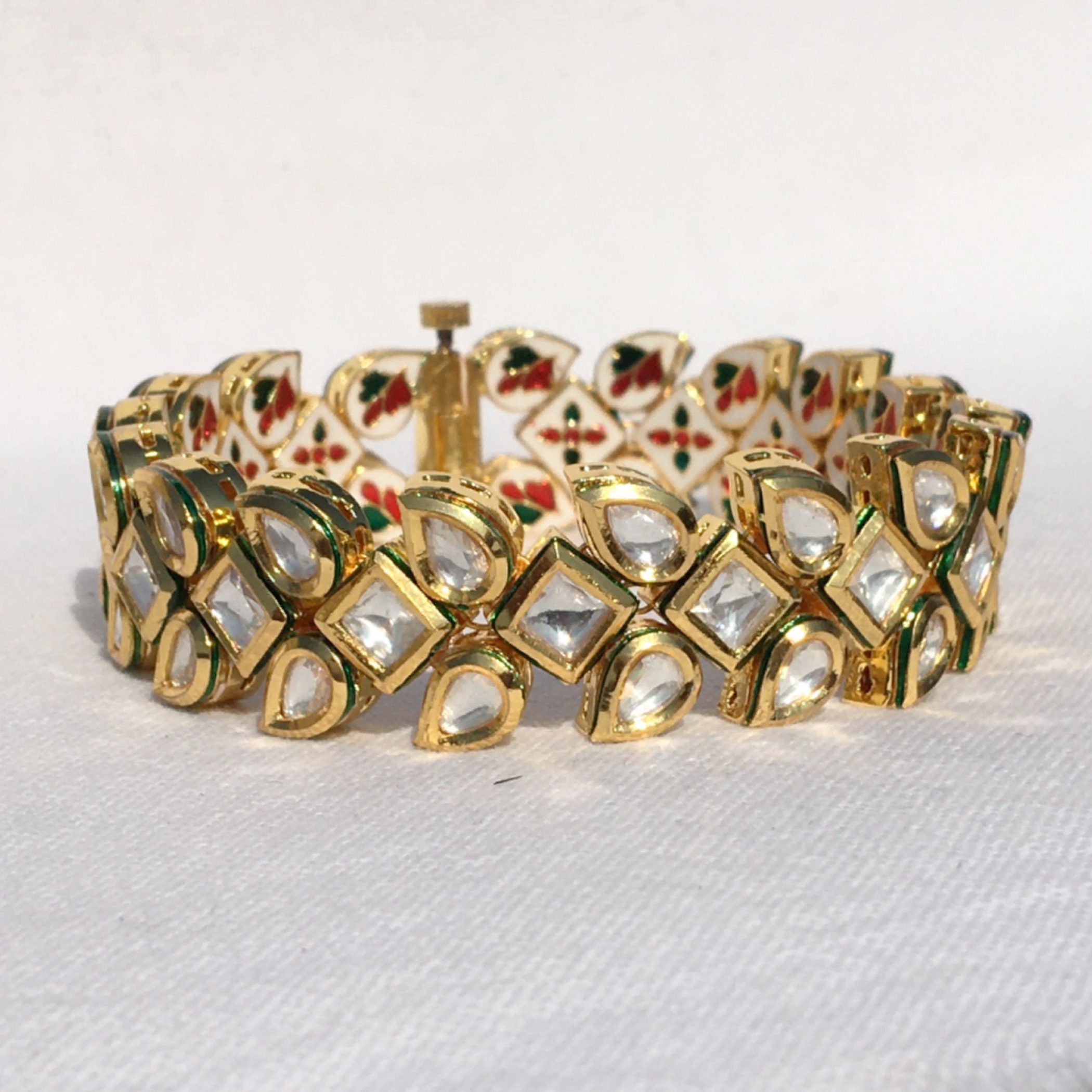 Kundan Pochi Bracelet/ Designer Rajwadi Bracelet/ Rajput Pochi Bracelet/  Jaipuri Bridal Gold Openable Bracelet/ Ruby Vintage Bracelet - Etsy