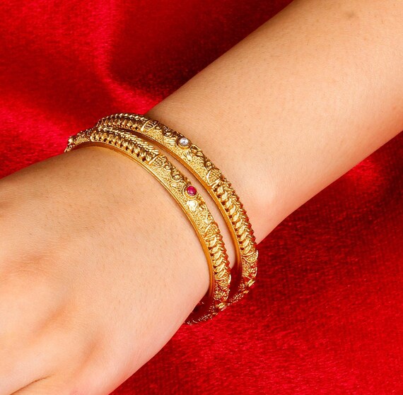 Antique Bangles India Kada Bangles Gold Plated Bangles India 22k