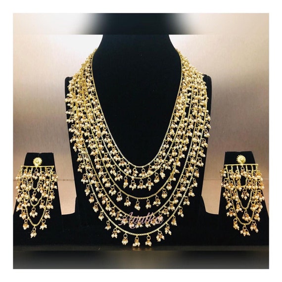 Gold Plated Multi Layer Long Necklace 