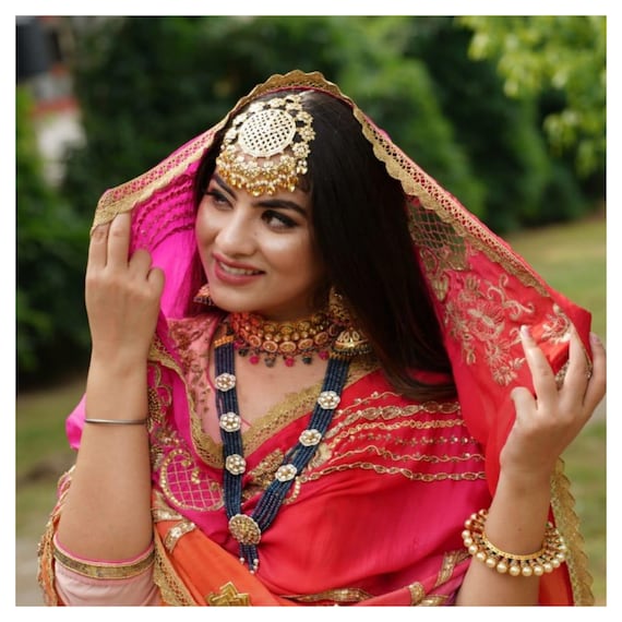 Gold Tikka Designs Punjabi Style Maang Tikka Patti Heavy Punjabi