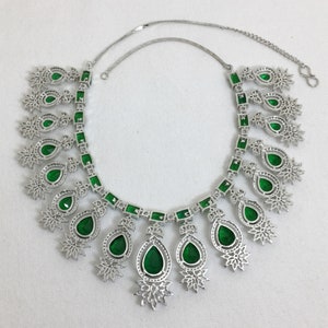 Kiara Advani	Emerald Diamond	Bridal Wedding Set	Agulka Jewels	American Diamond	Emerald Jewelry Set	Emerald Choker	Green Diamond	Emerald Green	Deepika Padukone	India Choker	Faux Emerald	Emerald Necklace