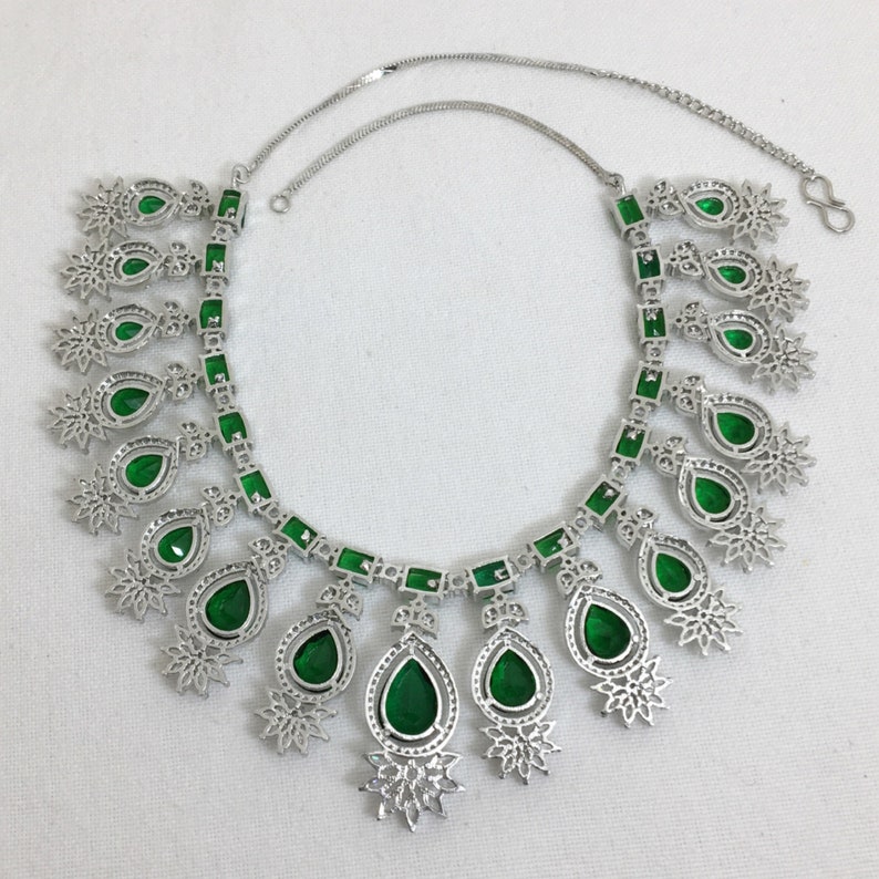 Kiara Advani	Emerald Diamond	Bridal Wedding Set	Agulka Jewels	American Diamond	Emerald Jewelry Set	Emerald Choker	Green Diamond	Emerald Green	Deepika Padukone	India Choker	Faux Emerald	Emerald Necklace
