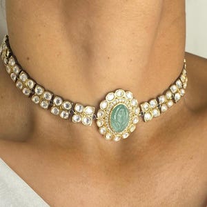 Polki Necklace Mint Kundan Choker Set Sabyasachi Jewelry Victorian Polki Diamond Choker Jadau Jewelry Moissanite Polki Jewelry Statement Set