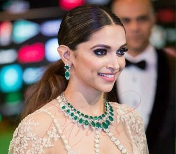 Deepika Padukone Emerald Necklace Set Sabyasachi Inspired -  Israel