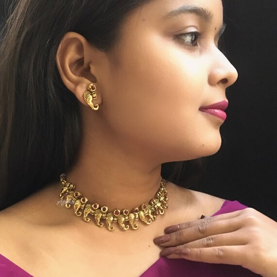 Antique Gold Plated Pink Ruby Necklace 