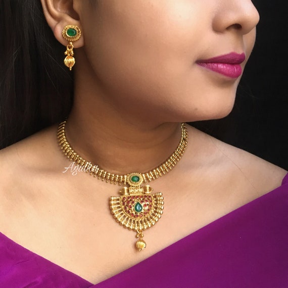 Emerald Pendant Necklace Set 