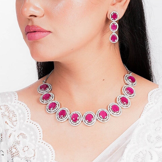 Ruby and sapphire necklace sets sale