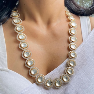 Polki Necklace Long Kundan Necklace Rani Haar Sabyasachi Jewelry Moissanite Polki Diamond Necklace Victorian Necklace Uncut Polki Jewelry