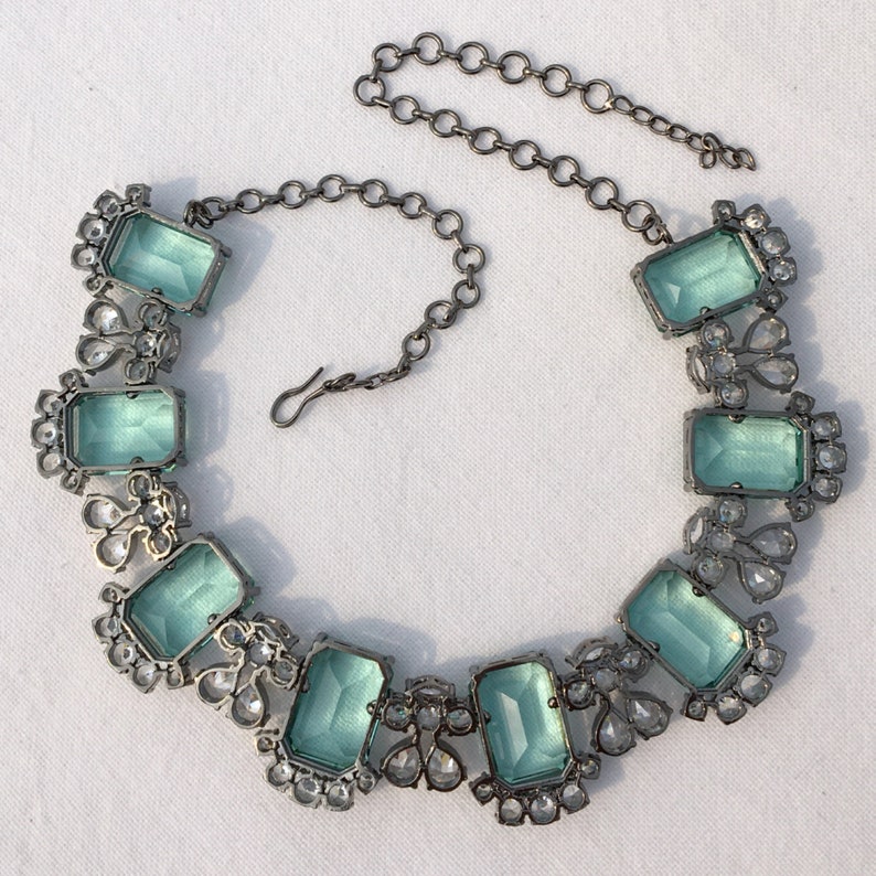 Mint Green Necklace Faux Diamond Necklace American Diamond Set Etsy