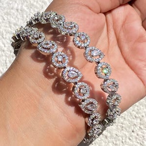 American Diamond Bangle PREMIUM India Jewelry Moissanite Diamond Kada Bangle Pakistani Amrapali Inspired Zircon Bangle Set CZ WEDDING Gift