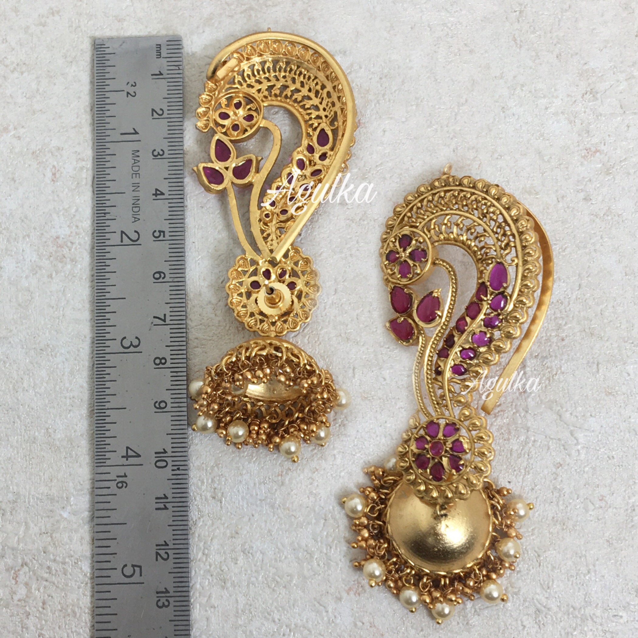 Traditional Bridal Peacock Vintage Ear Cuff | Ear cuff earings, Ear cuff,  Indian jewellery design earrings