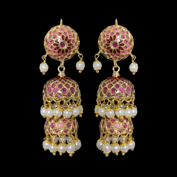 Gorgeous Chandbali Long Jhumka Earrings | South Indian Style CZ stone | Jhumka  earrings, Party earrings, Etsy earrings