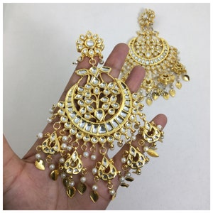 Chandbali	Polki chandbali	Pakistani Earrings	polki Jewelry	Polki Earrings	Big Kundan Earrings	India Earrings	Kundan Chandbali	Punjabi Jewelry	Jadau Jewelry	Chandbali Earrings	Punjabi Earrings	Pipal Patti Kundan Earrings Polki Earrings Jadau Earrings