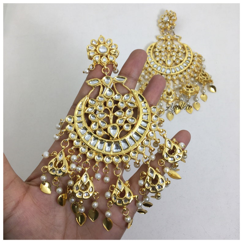 Chandbali	Polki chandbali	Pakistani Earrings	polki Jewelry	Polki Earrings	Big Kundan Earrings	India Earrings	Kundan Chandbali	Punjabi Jewelry	Jadau Jewelry	Chandbali Earrings	Punjabi Earrings	Pipal Patti Kundan Earrings Polki Earrings Jadau Earrings