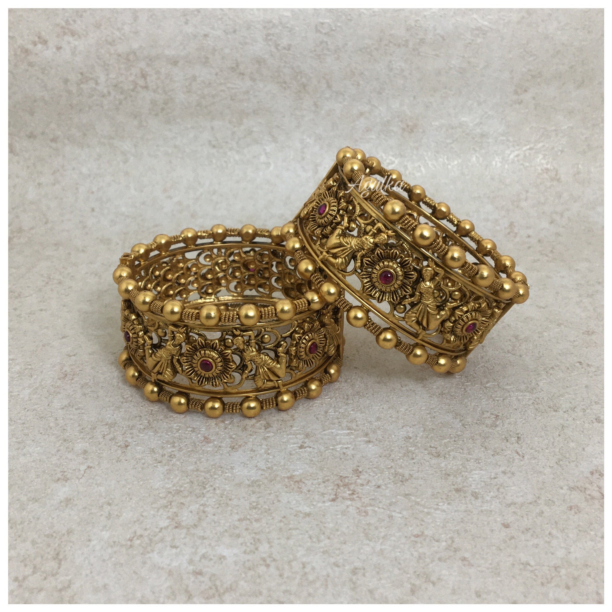 Gold Plated Bangles Indian Traditional Jewelry Designer Etsy