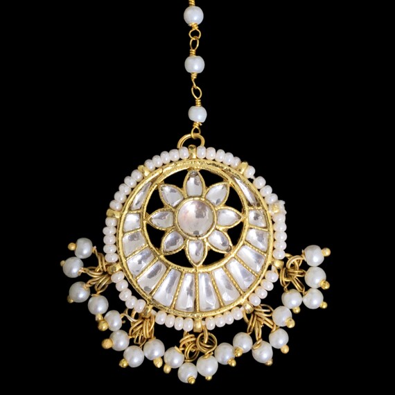 Kundan pearl maang tikka deals