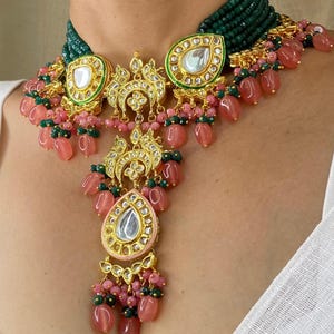 Green Polki Necklace Red Kundan Choker Sabyasachi Jewelry Emerald Polki Green Indian Bridal Necklace Jadau Jewelry Pink Green Polki Jewelry