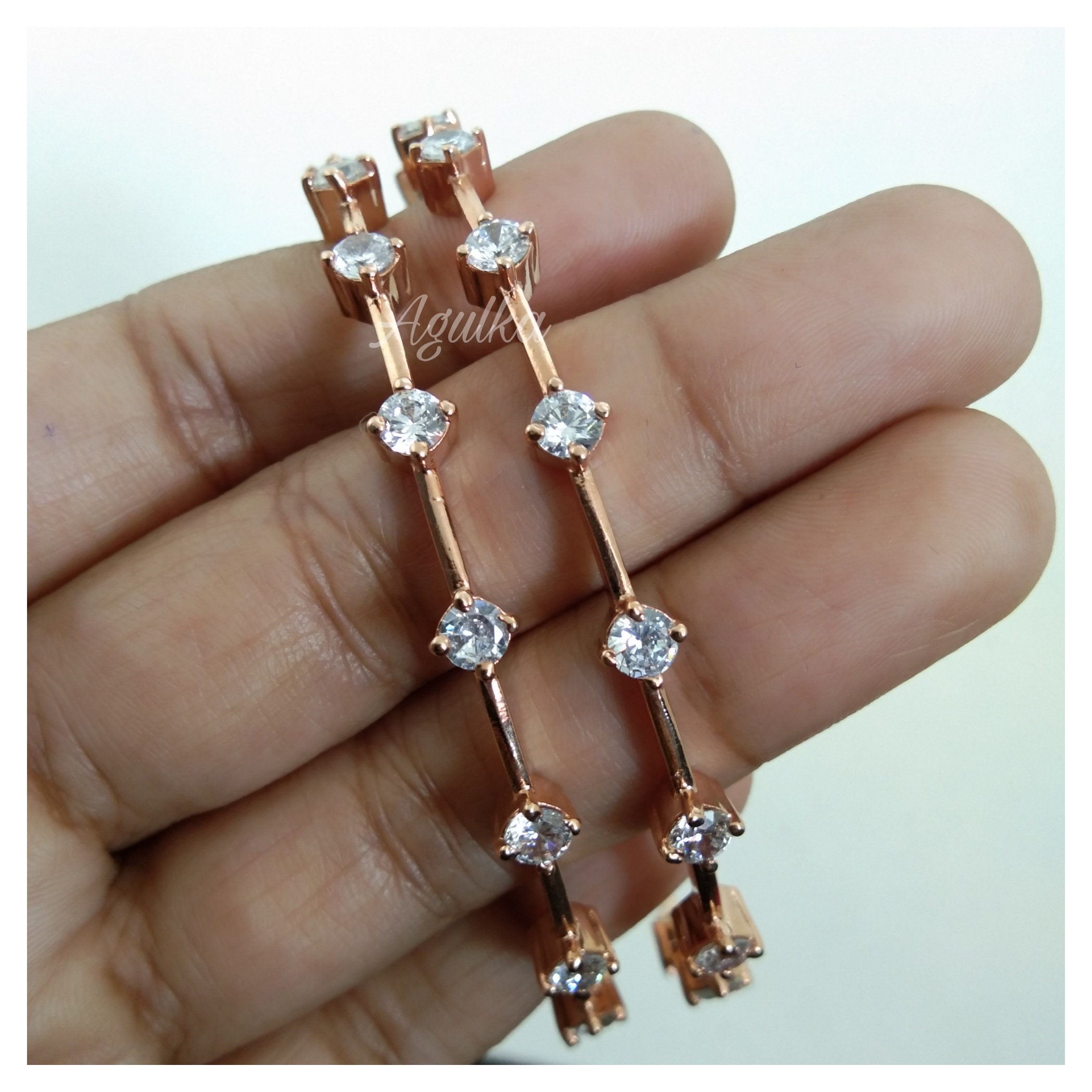 Moissanite Bangle Rose Gold Bangles Indian Jewelry Kada Etsy Canada