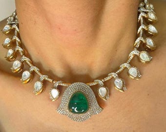 Emerald Polki Hasli Necklace | Kundan Jewelry | Sabyasachi Inspired | Bridal Choker Set