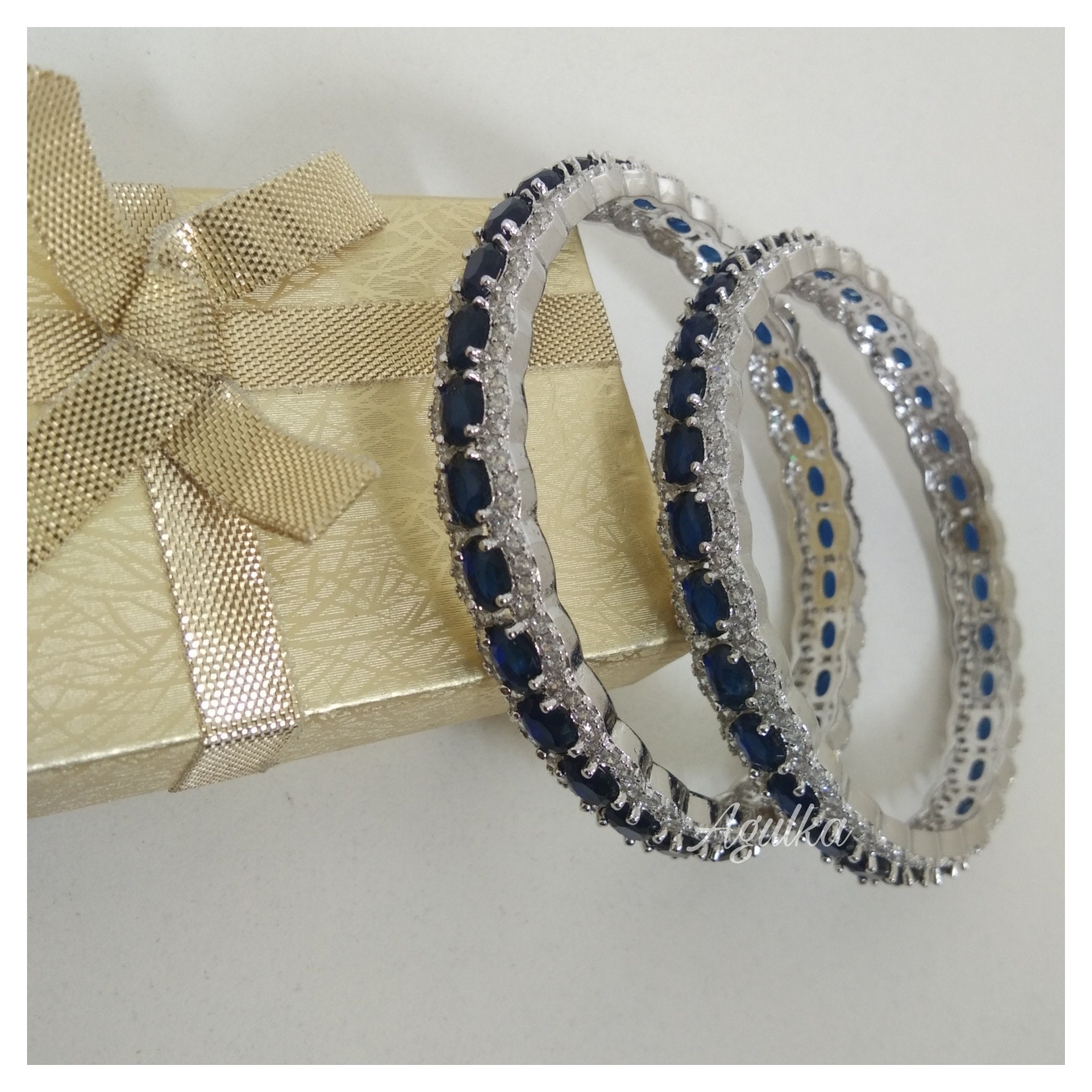14K White Gold Blue Topaz Diamond Flexible Bangle Bracelet Cuff Expandable  Stackable Gemstone: 31942053625925