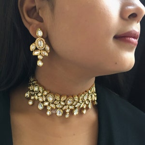 Polki Necklace Sabyasachi Jewelry Kundan Choker Indian Moissanite Polki Diamond Jewelry Jadau Jewelry Uncut Kundan Necklace Golden Necklace