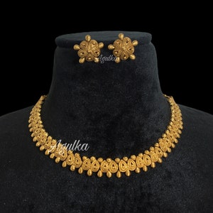 India Necklace Gold Choker South Indian Jewelry Antique Gold Choker Temple Necklace Designer Statement Necklace Amrapali Jewelry Gold Choker