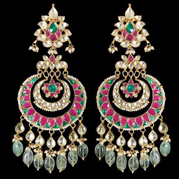 Polki Kundan Chandbali Earrings | Indian Earrings