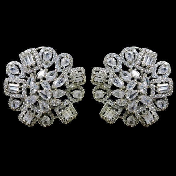 Big Stud Earrings American Diamond Earrings India Earrings