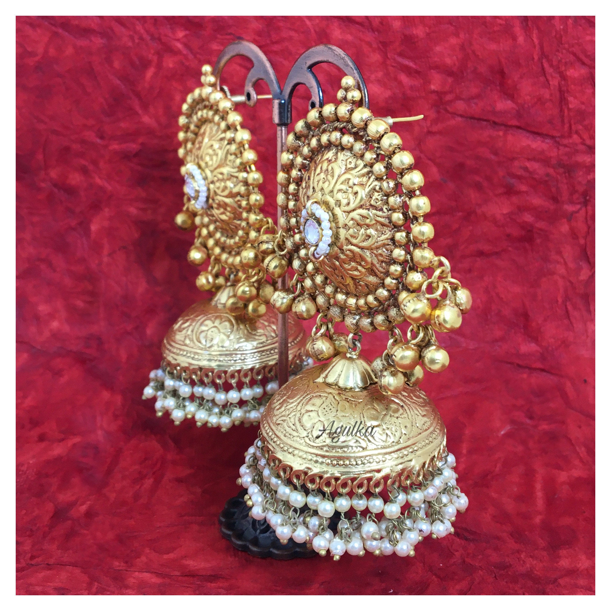 Indian Jhumka Punjabi Jhumka Earrings God Plated Earrings Etsy