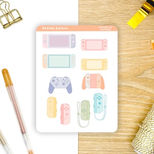 Pastel Switch Sticker Sheet | Planner Stickers | Journal Stickers | Bullet Journal Stickers | Scrapbook Stickers | Cute Stickers