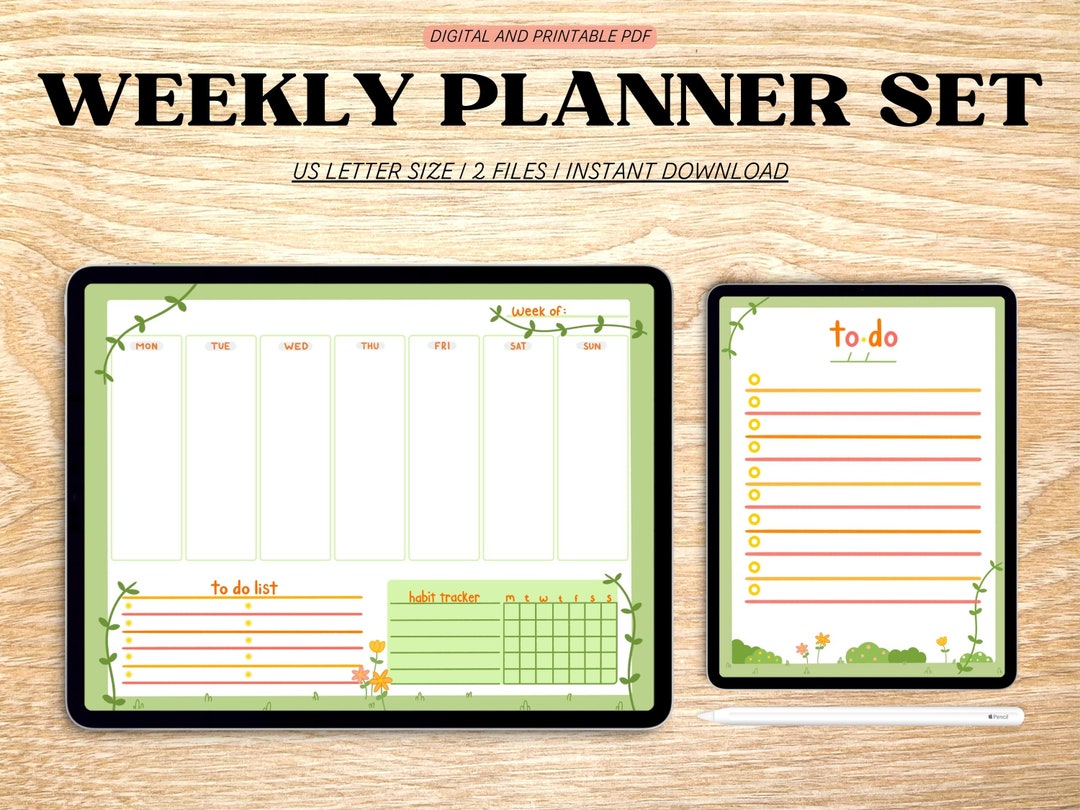 Digital Weekly Planner Set | Printable Planner | to Do List | Cute ...