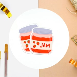 Aardbeienjam | Gestanste sticker | Plannersticker | Tijdschriftsticker | Plakboeksticker | Leuke sticker | Laptopsticker