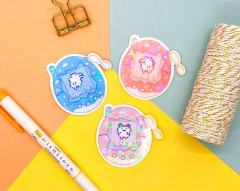 Holographic Tamagotchi  Stickers | Water Bottle, Kindle, Laptop Decal