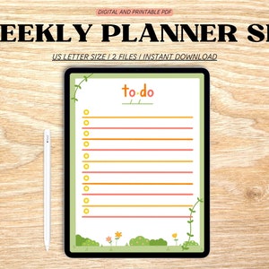 Digital Weekly Planner Set Printable Planner To Do List Cute Plant Weekly Calendar Desk Planner PDF Planner Template image 3