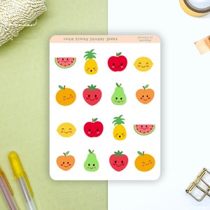 Cute Fruit Sticker Sheet | Planner Stickers | Journal Stickers | Bullet Journal Stickers | Scrapbook Stickers | Cute Stickers