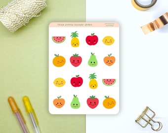 Cute Fruit Sticker Sheet | Planner Stickers | Journal Stickers | Bullet Journal Stickers | Scrapbook Stickers | Cute Stickers