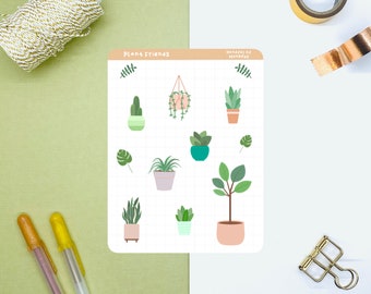 House Plants Sticker Sheet | Plant Friends | Planner, Journal, Scrapbook Stickers