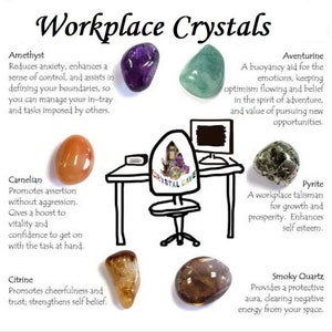 Workplace Crystals Tumble Stone Set Amethyst , Green Aventurine , Carnelian , Pyrite , Citrine And Smoky Quartz