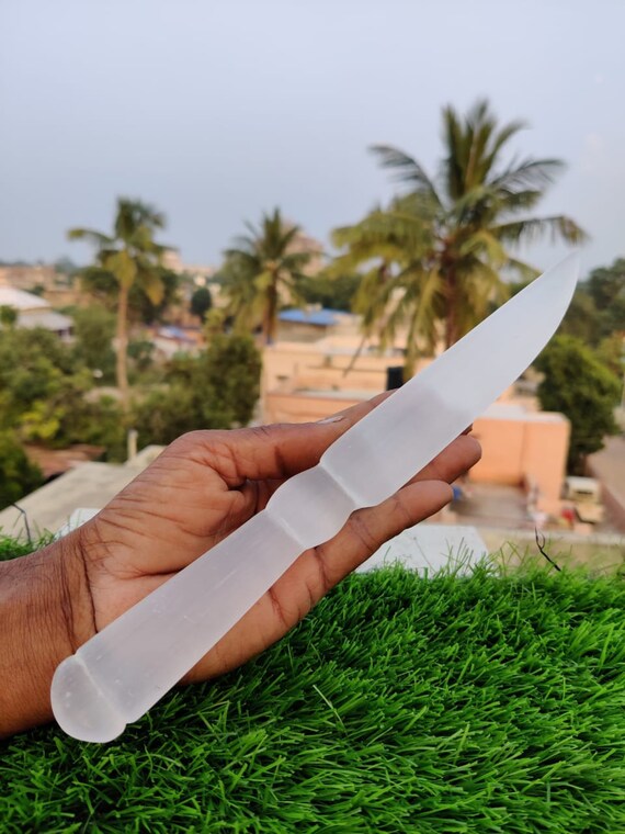Selenite Sword Knife Wand Cord Cutting Knife/ Energy Work Etsy