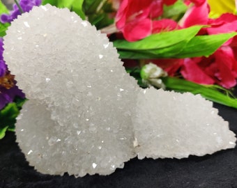 Sparkly Rainbow Chalcedony Stone Spirit Quartz Family Stalactite Druzy Crystal Mineral Specimen from India 1569  Grams