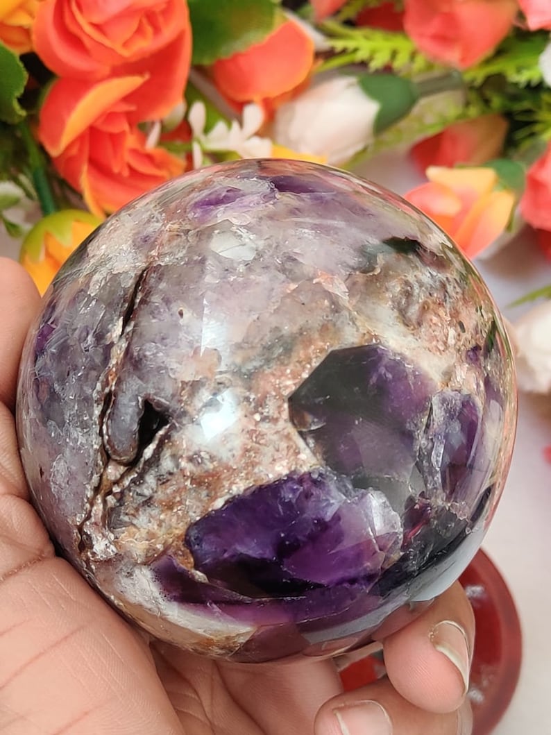 Auralite 23 Sphere Crystal AltarStone RedHematite Tip /& Sunken Record keeper Crown Chakra Meditation Chakra Healing Crystal 466 Gram