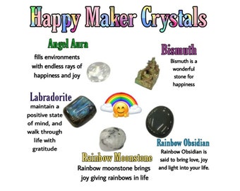 Crystal Tumble Stone set Kit For Happiness, Joy in Rainbow Life  Bismuth, R.Obsidian , R.Moonstone , Labradorite, And Angel Aura Quartz