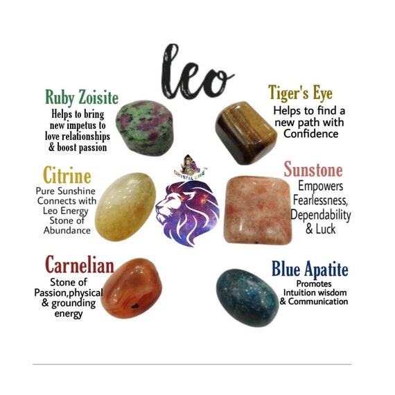 Crystal Tumble Stone Set For Leo Zodiac Sign Ruby Zoisite Etsy