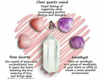 For LOVE crystals Rose Quartz, Amethyst, Himalya Crystal Generator Crystal Tumbled Stone Set