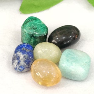 Crystal Tumble Stone Set For Scorpio Zodiac Sign Citrine , Amazonite , Obsidian , Malachite ,Lapis Lazuli , Aquamarine. image 4