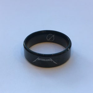 METALLICA Ring Size 8-13 Black Tungsten Carbide Wedding Band 8mm image 1