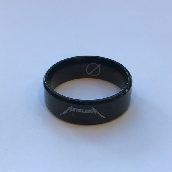 METALLICA Ring Size 8-13 Black Tungsten Carbide Wedding Band 8mm