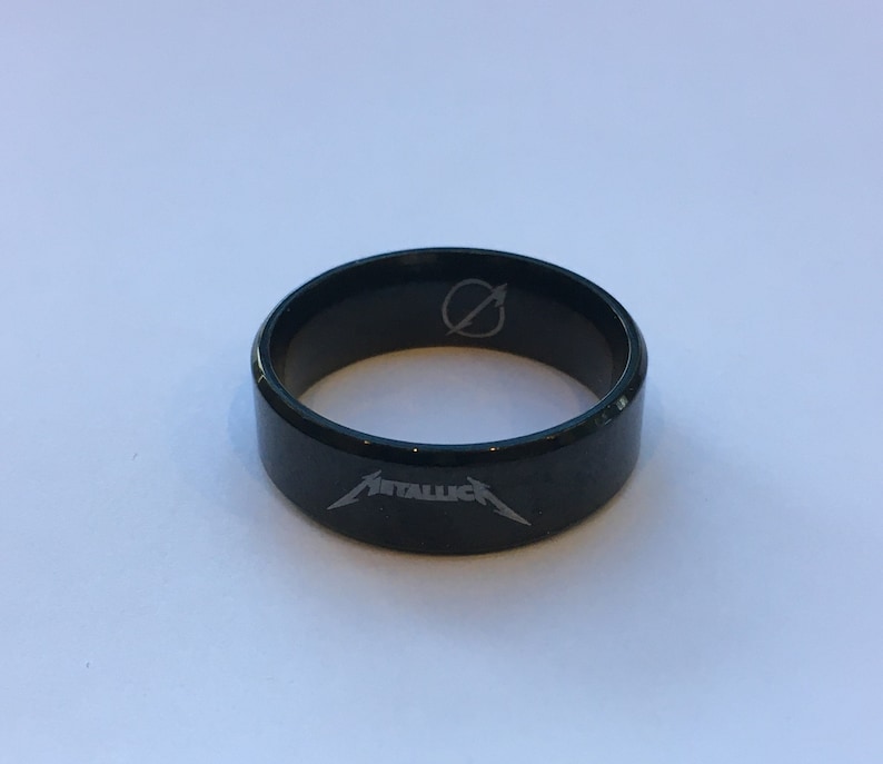 METALLICA Ring Size 8-13 Black Tungsten Carbide Wedding Band 8mm image 1